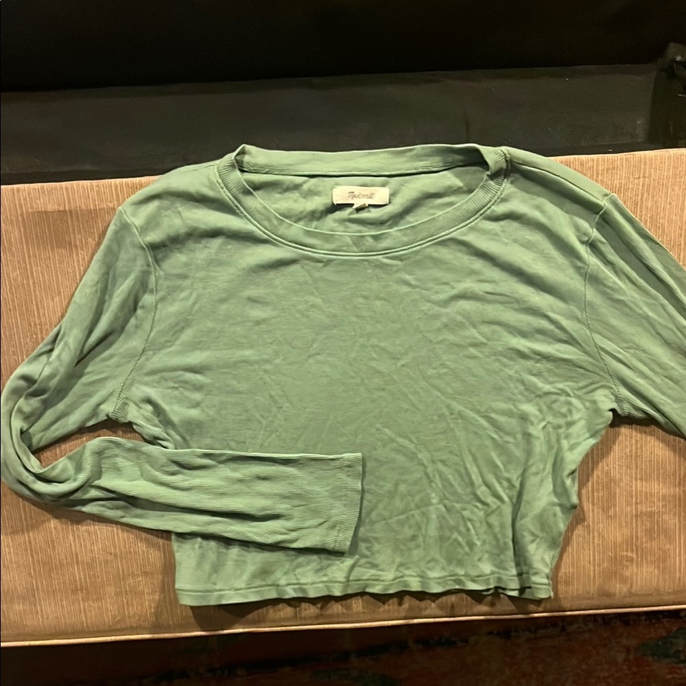 Pastel Green Cropped Long Sleeve Top